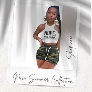 Nope Not Today 2-Piece Crop High Waisted Set